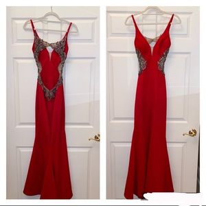 PROM DRESS! Chest 33”, Waist 26”, Hips 36”, Length 57 1/2”.